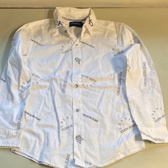 Calvin Klein Other - Calvin Klein White Button-Down Shirt with Logo Scatter
